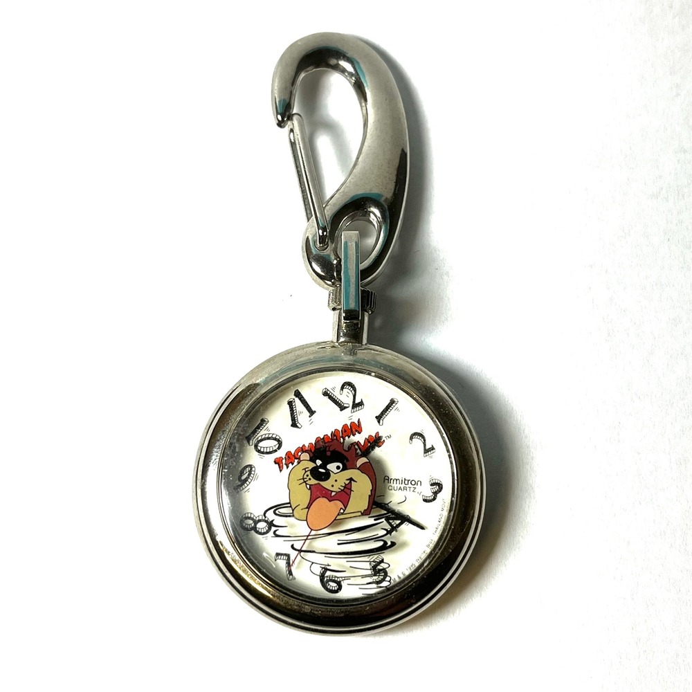 Armitron Looney Tunes Tasmanian Devil Taz Clip On Pocket Watch Warner Brothers